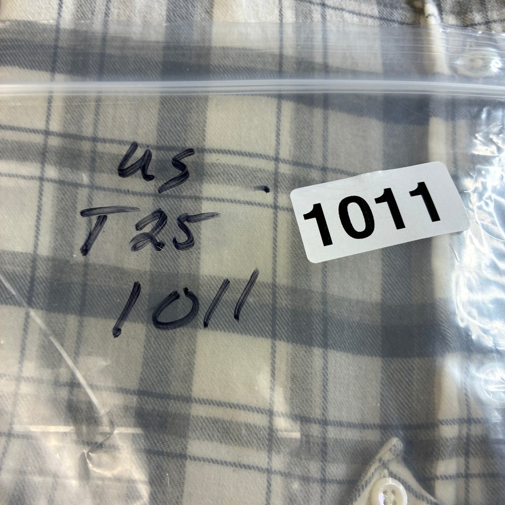 Billy Reid Men's Slim Fit Plaid Button Down Shirt Grey Cream Cotton Wool Large - Picture 16 of 16
